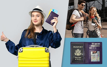 Personalized Monogrammed Dark Purple Leather RFID Passport Wallet