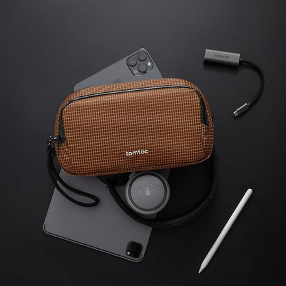 tomtoc Electronic Organizer Travel Case Performance, Water Resistant Dual Compartment Cable Organization Storage Bag for Charger, Cord, Phone, Hard Drive, Power Bank, Accessories Travel Essentials