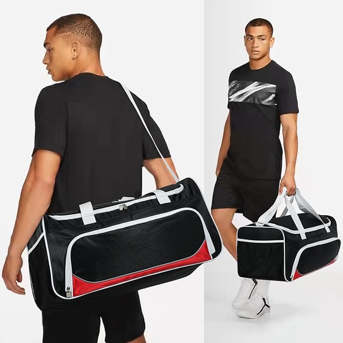 Mens Gym Bag 21 inch Large Overnight Weekender Duffle Bag for Travel Sport-White/Black