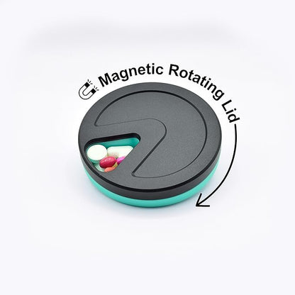 Travel RX Pill Case by Type Two Labs – Weekly 7 Day Pill Box, Compact Magnetic Organizer for Pills fits Purses or Pockets, Rugged Daily Caddy Holds Vitamins, Supplements and Medication. (Vibrant Teal)