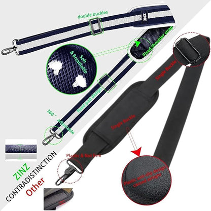 ZINZ Shoulder Strap Universal Bag Strap - 78" Ultra-Thick Padded with Dual Balanced Adjustable Buckles for Briefcase, Travel, Sports, Laptop, Crossbody Bag，Stripes-BuWBu