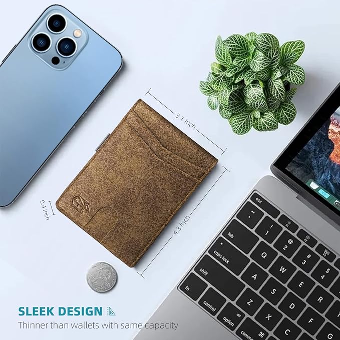 Zitahli Money Clip Wallets for Men,Slim Bifold Wallet 10-12 Cards, Mens Leather Wallet with ID Window,RFID Blocking Thin Minimalist Credit Card Holder,Gifts for Him