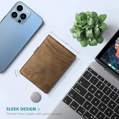 Zitahli Money Clip Wallets for Men,Slim Bifold Wallet 10-12 Cards, Mens Leather Wallet with ID Window,RFID Blocking Thin Minimalist Credit Card Holder,Gifts for Him