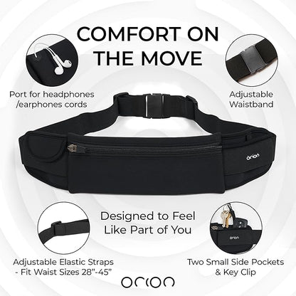The Belt of Orion Running Belt & Slim Fanny Pack for Men & Women Anti-theft Passport Holder & Money Belt For Travel - Comfortable Phone Holder For Running, Hiking, & at the GYM - Travel 9"x4"