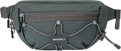 WATERFLY Lightweight Small Fanny Pack: 1.5L Mini Slim Crossbody Waist Belt Hip Bag with RFID Blocking, Anti-Theft & Water Resistant Pouch for Women Men Travel Hiking Running Walking EDC