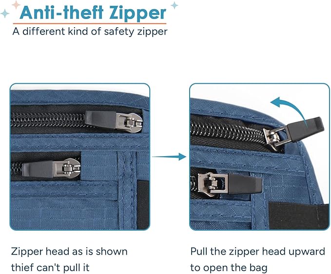 travel inspira Travel Money Belt with Slim Anti-Theft RFID Blocking Passport Holder for Travel Concealed under Clothes for Ultimate Protection of Credit Cards, Cash, Passport & Documents, Navy Blue