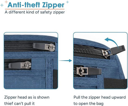 travel inspira Travel Money Belt with Slim Anti-Theft RFID Blocking Passport Holder for Travel Concealed under Clothes for Ultimate Protection of Credit Cards, Cash, Passport & Documents, Navy Blue