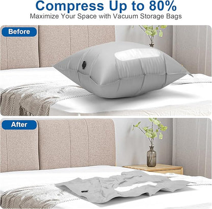 Vacuum Seal Bags For Clothing Travel with Rechargeable Air Pump, Travel Vacuum Bags With Pump, Space Saver Vacuum Storage Bags For Luggage, Reusable Vacuum Storage Bags (2 Bags + Pump)