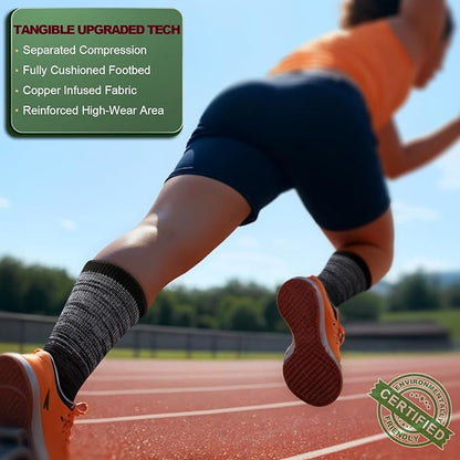 BULLIANT Compression Socks for Men 6Pairs, Athletic Crew Socks Cushioned For Men Sports Running-Arch Support