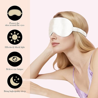 SilkDream 100% Mulberry Silk Sleep Mask Eye Mask for Sleeping 22 Momme Nature 6A Real Silk Gifts for Women&Men White