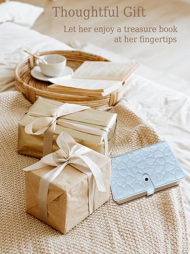 Travel Jewelry Organizer Case, Portable Jewelry Storage Book Ring Binder with Clear Pockets for Presentation, Zipper Pouch Holder Bag for Bracelet, Necklace, Earring, Ring(Blue)