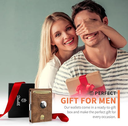 Zitahli Men's Wallets Airtag Holder Slim Rfid Leather with Gift Box
