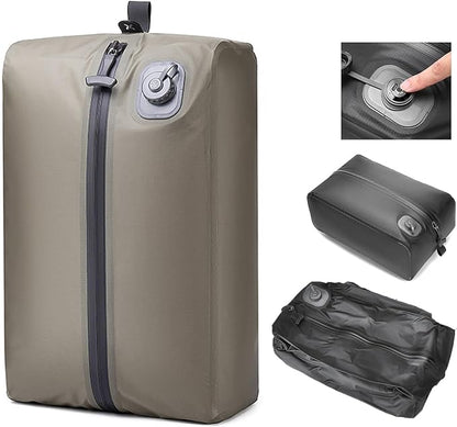 Vacuum Bags for Travel Organiser Packing Bag for Carry-On Luggage Backpack Suitcase Reusable Vacuum Seal Save Space Compression Bag with Built-in Pump & USB-C Charging waterproof Storage Bags（Gray)