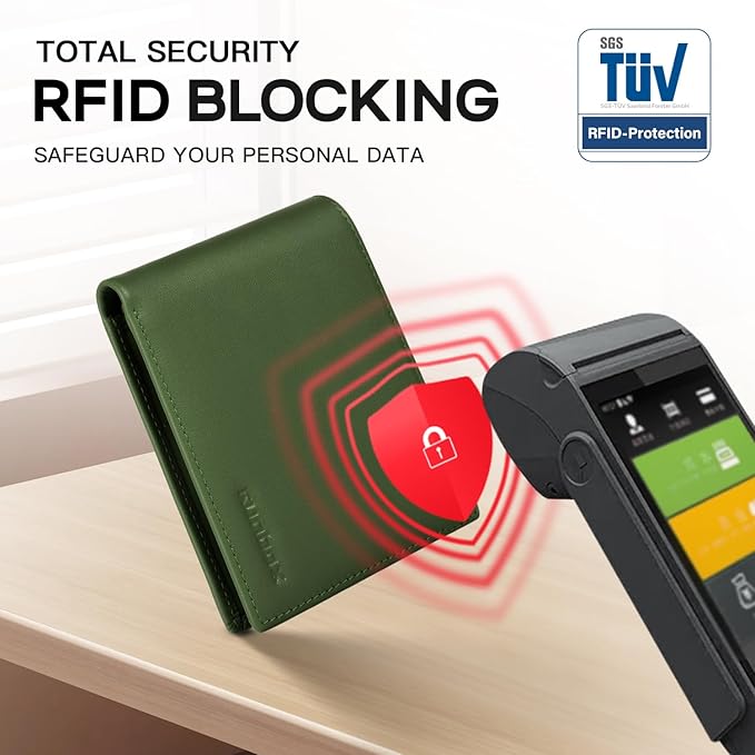 Genuine Leather Wallet for Men 12 Cards Mens Wallet Bifold Rfid Blocking with 2 ID Windows Card Holder Wallet with Gift Box