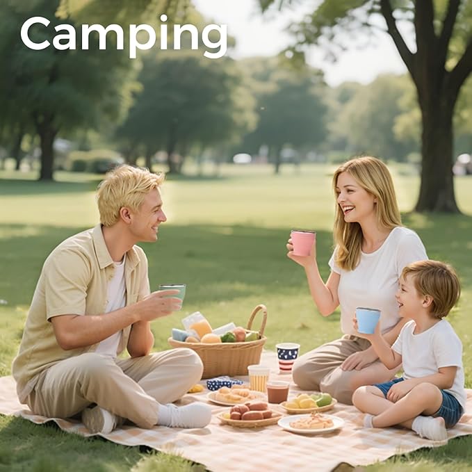 TakeToday 2PCS Collapsible Travel Cup - Silicone Foldable Water Cup, BPA-Free with Lid & Waterproof Bag - Drinking Cup Set for Camping, Outdoors & International Travel（8 Oz, Navy & Lowcountry Peach）