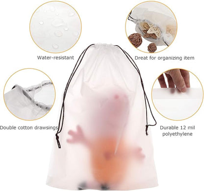 150 Pack 11.8 x 15.7 Inch Drawstring Bags, Travel Shoe Bags with Drawstring, Large Shoes Storage Organizers Pouch with Rope, Translucent Shoe Bags for Travel, Thickness 5 mil