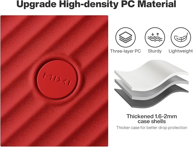 mixi 20 Inch Expandable Carry On Luggage PC Hard Shell Suitcase Top Opening Rolling Travel Suitcases with Spinner Wheels & TSA Lock, Red