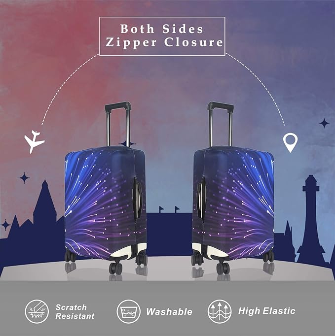 Explore Land Travel Luggage Cover Suitcase Protector Fits 31-32 Inch Case (Fireworks, XL)