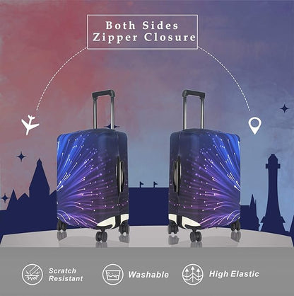 Explore Land Travel Luggage Cover Suitcase Protector Fits 31-32 Inch Case (Fireworks, XL)