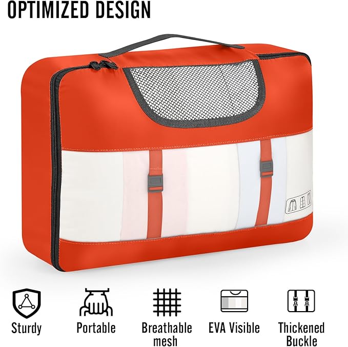 Veken 8 Set Packing Cubes for Travel Essentials, Suitcase Organizer Bags in 4 Sizes, Carry-On Luggage Accessories with Large Laundry & Hanging Toiletry Bag, Must-Have for Airplane, Road Trip & Camping