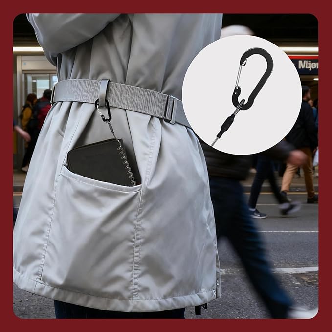 Passport Holder with Tether and Carabiner Clip to Prevent Loss and Theft, Rfid Passport Holder for Travel, Passport Cover, Wallet & Case for Men and Women (With Tether and Carabiner)