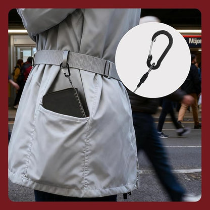 Passport Holder with Tether and Carabiner Clip to Prevent Loss and Theft, Rfid Passport Holder for Travel, Passport Cover, Wallet & Case for Men and Women (With Tether and Carabiner)