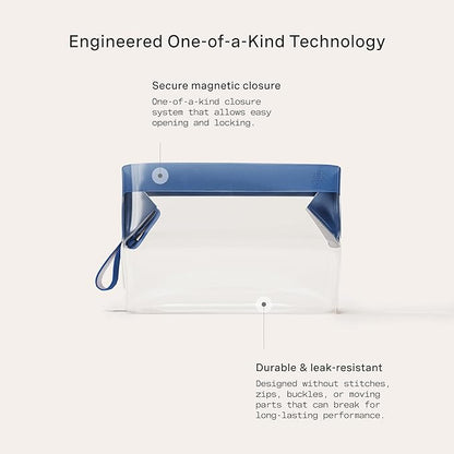 Cadence Parcel - Clear Kit with Magnetic Closure - Durable and Leak-Resistant Travel Toiletry Kit - TSA-Compliant & Modular Design - Hygiene Bag for Travel Essentials - 1 Qt - Cove