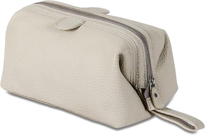 KomalC Premium Buffalo Leather Toiletry Bag for Men & Women – Leather Dopp Kit With Water resistant Lining, Premium Toiletry Travel Pouch, Unisex Wash Bag for Toiletries, Gifts for Men and Women