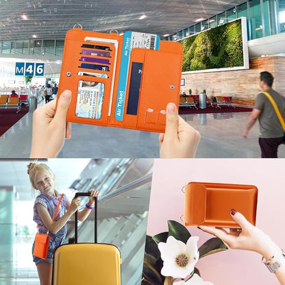 Passport Holder for Travel，Passport Holder & Neck Wallet with RFID Blocking,Hidden Neck Pouch for Travel- Holds Passports, Cards, Tickets, ID, Cash