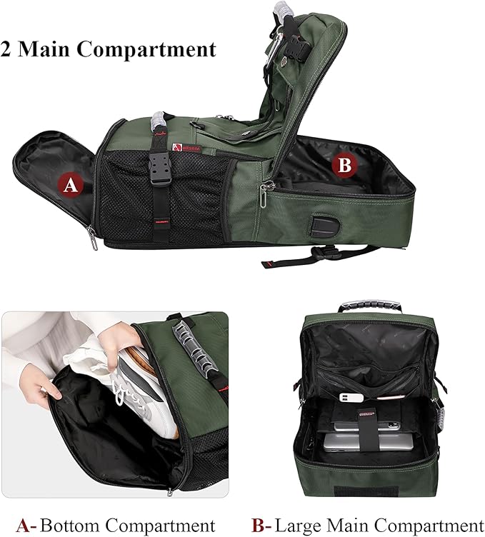 WITZMAN Travel Backpack for Men Convertible Duffle Luggage Bag fit 18 Inch Laptop Carry On Bags for Airplane (B681 Army Green)