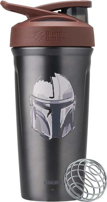 BlenderBottle Star Wars Sport Insulated Stainless Steel Shaker Bottle with Wire Whisk, 24-Ounce, Mandalorian Helmet – Protein Shakes & Hydration for Athletes & Fitness Enthusiasts, Easy Mixing, Keeps Drinks Cold, Lockable Lid