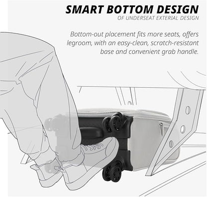 Verage Under Seat Luggage with Wheels, Softside Small Suitcase Spinner Carry On Luggage Bags for Airlines Airplanes Short Trip Men Women (Cloud Gray, 14.5-Inch Plus Underseat)