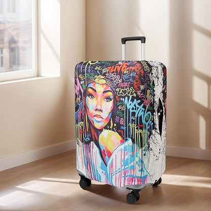WUJIAONIAO Travel Luggage Cover Baggage Suitcase Cover Protector Skins 18-32 Inch (Graffiti A8, XL (for 29-32 inch luggage))