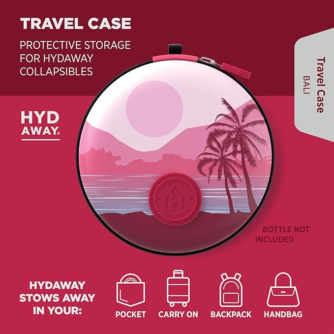 HYDAWAY Travel Case for Collapsible Bottles, Bowls & Cups - Protective Storage with Carabiner Clip - Durable, Water-Resistant, TSA-Friendly
