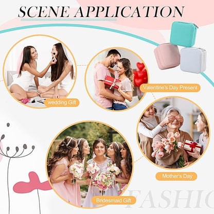 Batiyeer 50 Pcs Small Jewelry Travel Case Bulk Mini Jewelry Box Wedding Bridesmaid Proposal Return Gift for Pooja(White Pink Green)