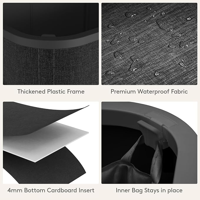 Lifewit 85L Laundry Basket with Lid, Large Laundry Hamper with Plastic Handles and Removable Bag, Foldable Tall Dirty Clothes Hampers for Laundry for Laundry Room, Bedroom, Bathroom, Dorm, Dark Gray