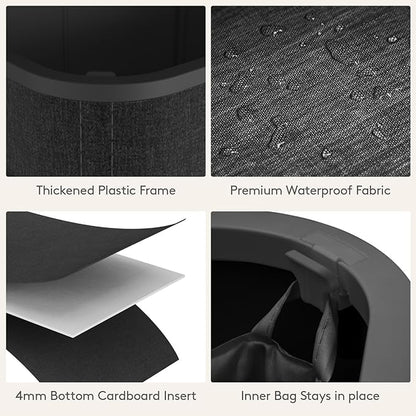 Lifewit 85L Laundry Basket with Lid, Large Laundry Hamper with Plastic Handles and Removable Bag, Foldable Tall Dirty Clothes Hampers for Laundry for Laundry Room, Bedroom, Bathroom, Dorm, Dark Gray