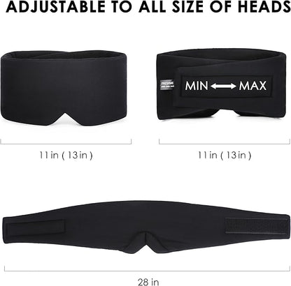 FRESHME Sleep Mask Blackout - Handmade Cotton Sleep Mask for Women Men Eye Mask for Sleeping Black Soft Eye Cover for Sleeping with Adjustable Veclro Breathable Eye Blindfold for Night Nap Travel