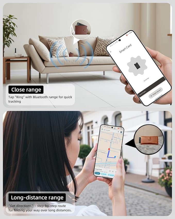 Wallet Tracker Card Android, IP68 Waterproof Smart Card Luggage Tracker Compatible with Google Find Hub (Android Only), Rechargeable Item Locator Finder, Slim Tracking Card for Wallet, Black