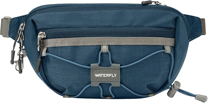 WATERFLY Lightweight Small Fanny Pack: 1.5L Mini Slim Crossbody Waist Belt Hip Bag with RFID Blocking, Anti-Theft & Water Resistant Pouch for Women Men Travel Hiking Running Walking EDC