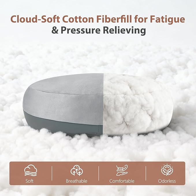 FLORICH Reversible Car Lumbar Support Pillow and Car Neck Pillow Suede & Leather Double-Sided Car Seat Headrest with Lumbar Cushion Relieve Back Neck Fatigue for Car, Office Chair, Wheelchair, Gray