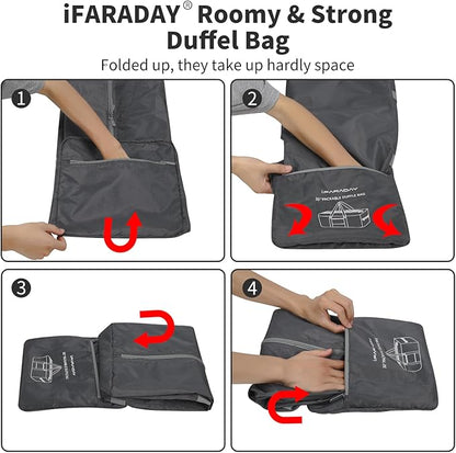 Foldable Duffle Bag for Travel - 75L Large Spare Travel Duffel Bag Lightweight with Trolley Sleeve - Grey