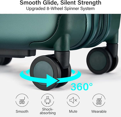 Hanke Expandable Carry On Luggage 22x14x9 Airline Approved, 20 Inch Hardside Luggage with Spinner Wheels, All-PC Hard Shell Carry-On Suitcase, Lightweight & TSA Approved (Blackish Green, 46L)