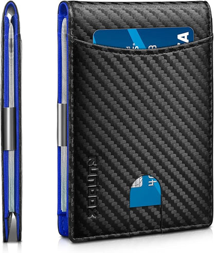 RUNBOX Money Clip Slim Wallets for Men RFID Blocking 11 Card Holder Minimalist Small Leather Bifold Men's Front Pocket Wallet Gift Box