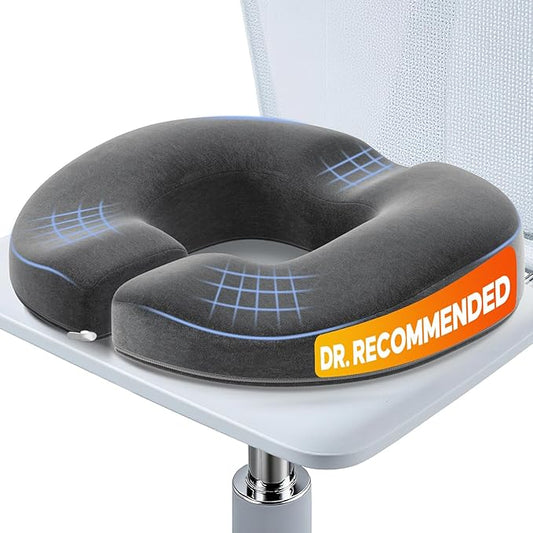 Benazcap Donut Pillow Seat Cushion, Donut Chair Cushions for Postpartum Pregnancy & Hemorrhoids, Sciatica & Hip & Coccyx Pain Relief-Grey