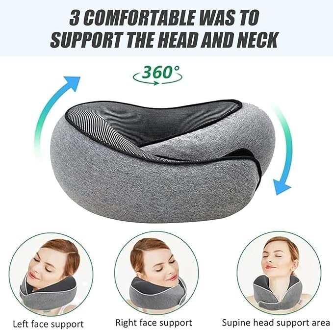 Travel Neck Pillows for Airplanes 2025 New Travel Pillow Neck Travel Pillow Memory Foam Airplane Pillow for Offices and Cars(Black)