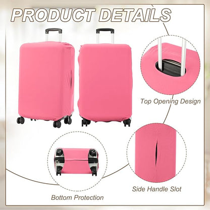 uxcell Luggage Cover for Suitcase Protector, Fit 26-28 Inch Luggage Elastic Suitcase Cover Scratch-Resistant Covers for Travel Business Trips, Pink (L)