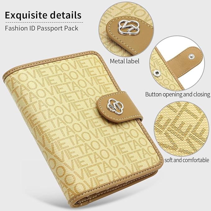 Passport Holder Wallet Bag with AirTag Holder, Card Slots and Passport Solt Ticket Cash Solt, Photo Solt Sim Card Pen Slot.Apricot