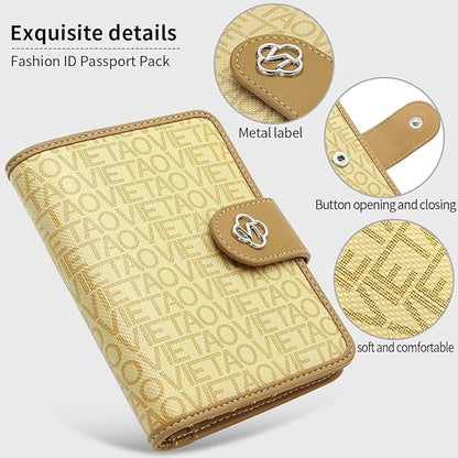 Passport Holder Wallet Bag with AirTag Holder, Card Slots and Passport Solt Ticket Cash Solt, Photo Solt Sim Card Pen Slot.Apricot