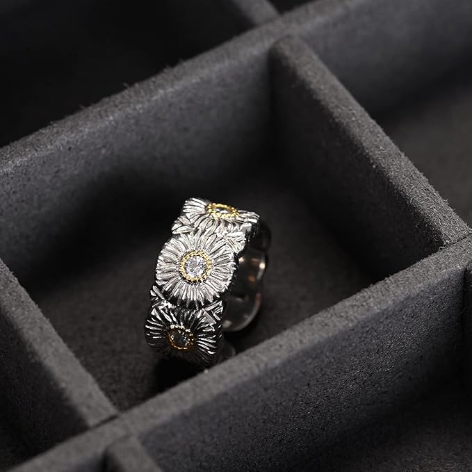 Oirlv Solid Wood Ring Jewelry Box Organizer Earrings Jewelry Drawer Organizer Tray with Lid (Grey 9 Grid Box)